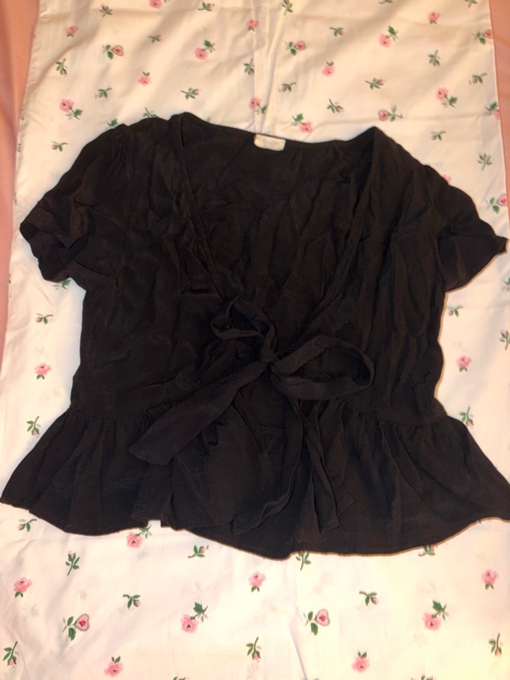 Brandy Melville John Galt black tie front top